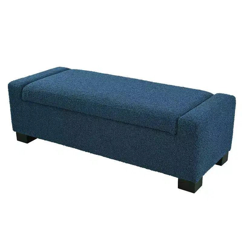 TUYOHW 50 Ottoman Bench in Textured Boucle, Rectangular Design with Hinged Lid for Seating Hidden Storage for Living Room
