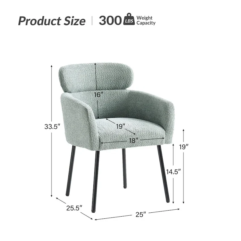 Amos Modern Boucle Dining Chair with Adjustment Feet Set of 2 by HULALA HOME