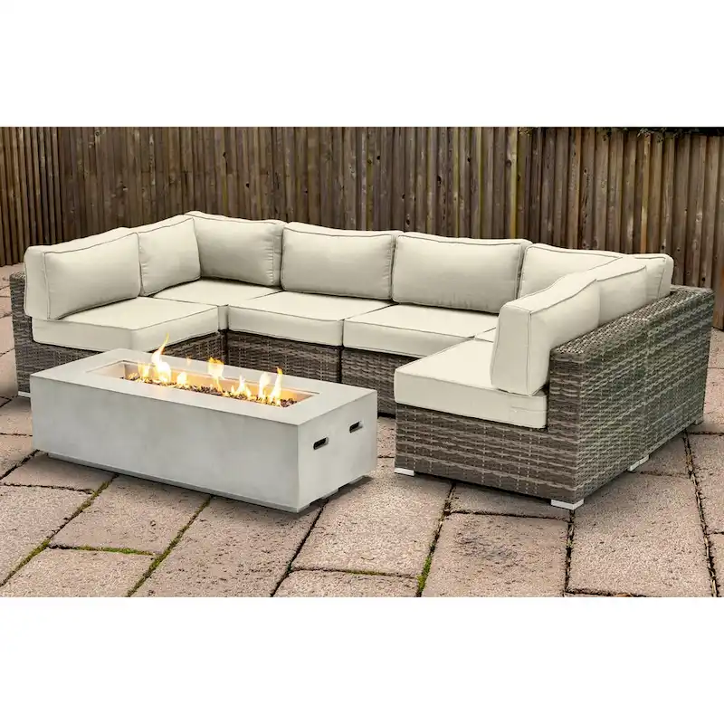 LSI 4 Person Seating Group With Firepit And Sunbrella Cushions