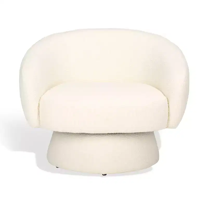 Ivory Boucle Swivel Accent Chair