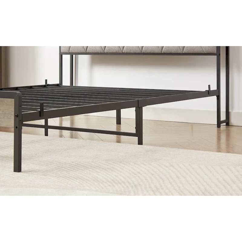 Grey & Queen Bed with Charging Station