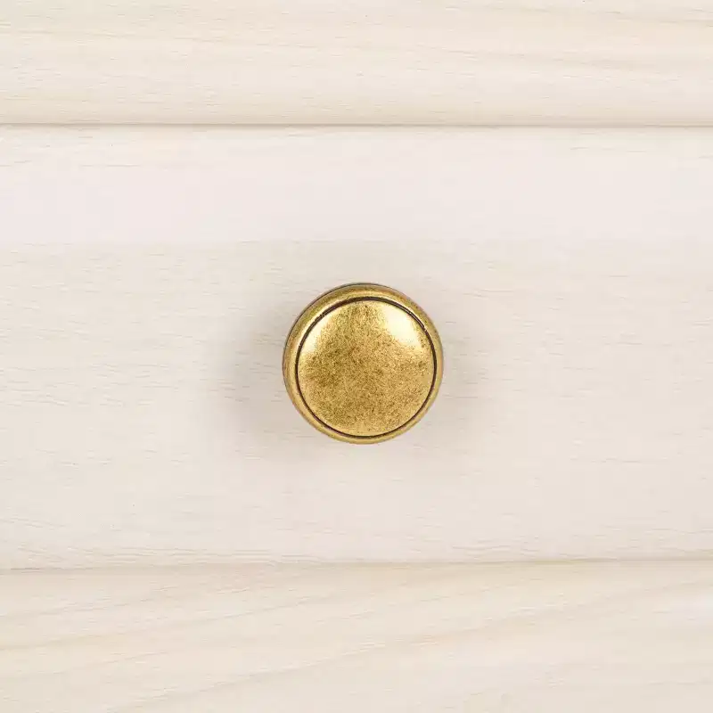 1-Drawer 1-Shelf Nightstand with Gold Pulls, Walnut Finish Bedside Table