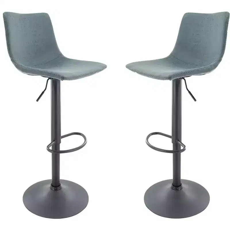 Adjustable Swivel Bar Stool Set of 2 Faux Leather Footrest Counter Height Kitchen