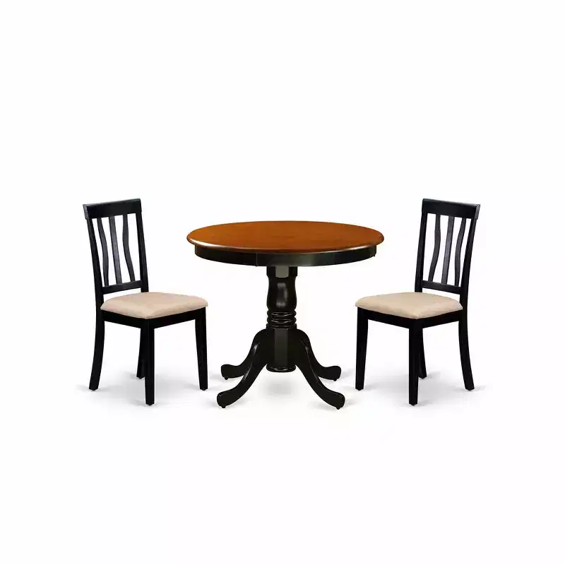 HomeStock Belmont Kitchen Table Set - Table And 2 Dining Chairs, Black &Cherry