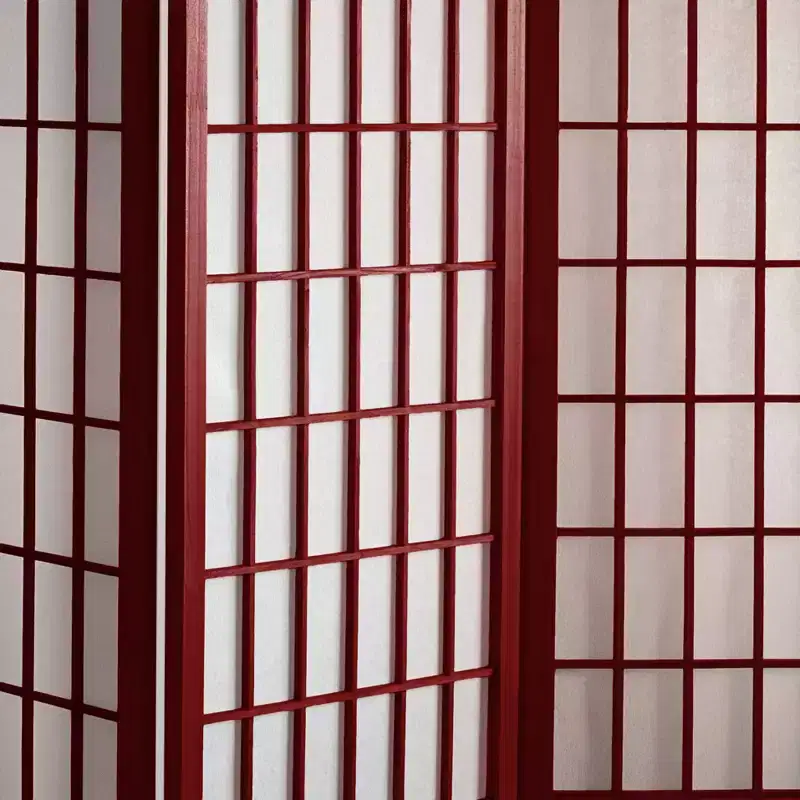 4 ft. Tall Window Pane Shoji Screen - Rosewood (6 Panels): Oriental Furniture, Hardwood Frame, Metal Hardware, No Assembly Required