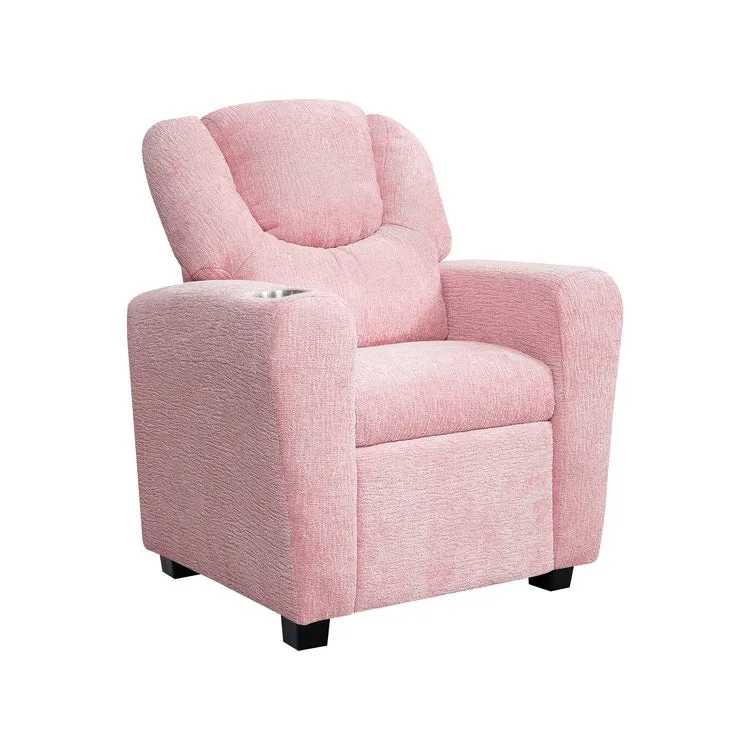 Kids Push Back Recliner Chair with Footrest and Cup Holders