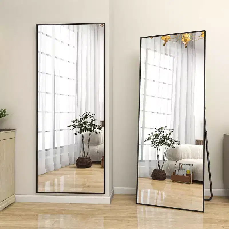 18x58 Rectangle Full Length Floor Mirror Leaning Design Bathroom Entryway,Black/Gold