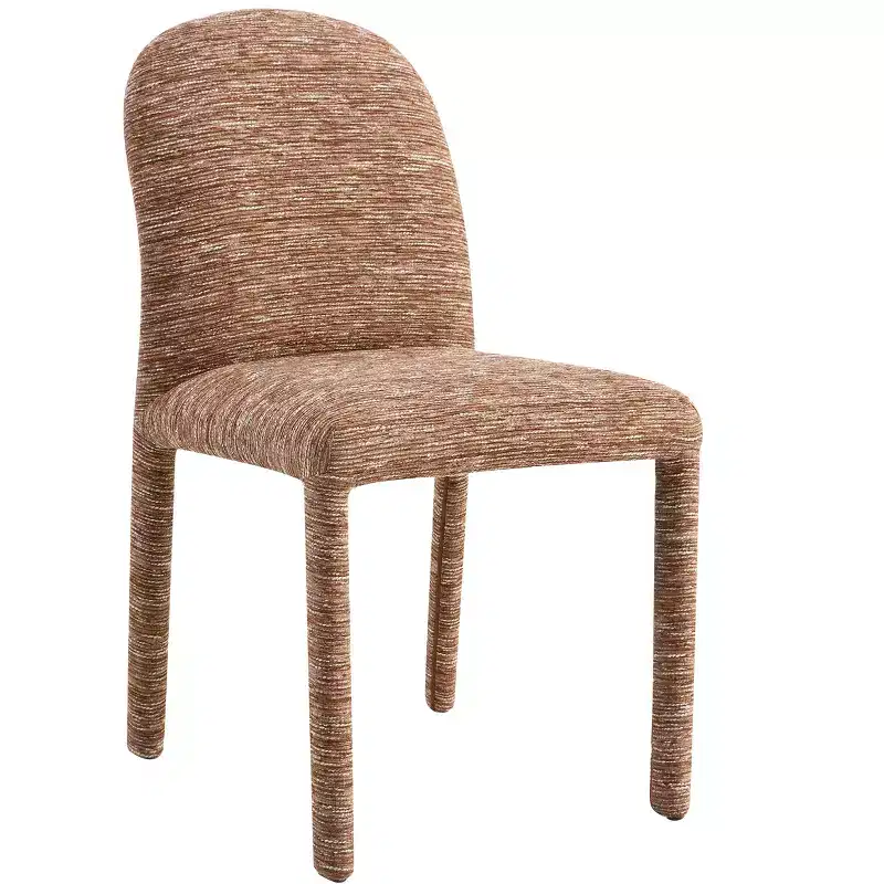 Modern Metal Chenille Upholstered Dining Chair, Set of 2