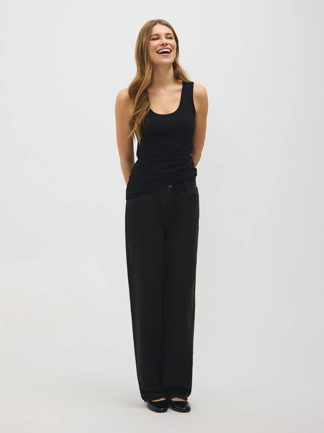 Cotton-Blend Scoop Neck Tank Top