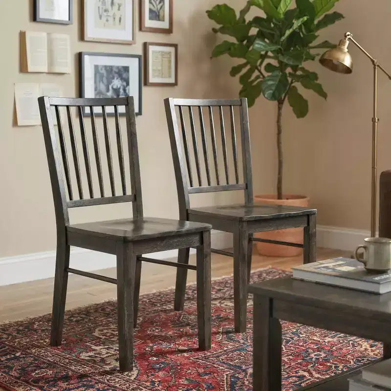 HOMCOM Dining Chairs Set of 2 Ergonomic Solid Wood, Armless Kitchen Chairs with Rubberwood Legs