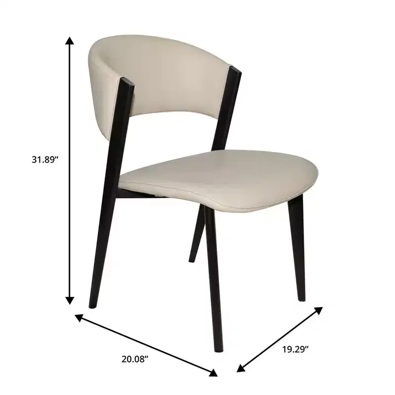 LeisureMod Aspen Series Upholstered Dining Chair in Leather Seats with Black Iron Frame and Legs, Modern Kitchen, Dining Room, Cafe Seating