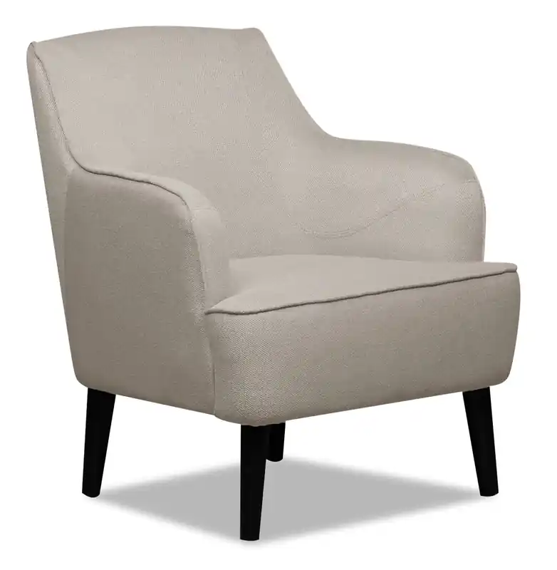 28 Linen Look Fabric Accent Chair with Cylindrical Wood Legs