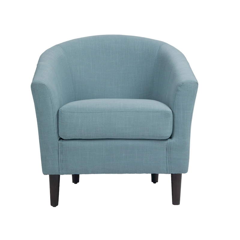 2 Set Modern Linen Barrel Accent Chairs Club Armchair