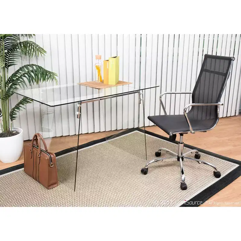 Glacier Contemporary Desk Clear Glass/Chrome -