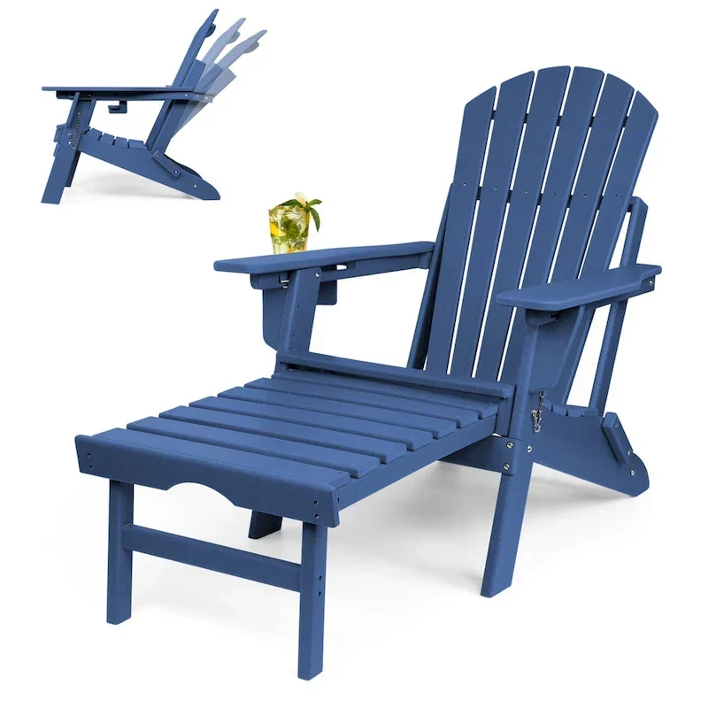 Vrakae Folding and Adjustable Adirondack Chair with Ottoman