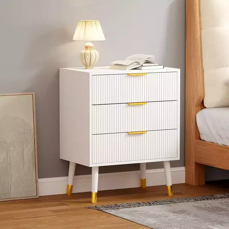 COZONY 3-Drawer Fluted Dresser, Modern Wood Storage Cabinet, Bedroom Chest Organizer with Anti-Tip 2 pcs with 2 boxs shipping