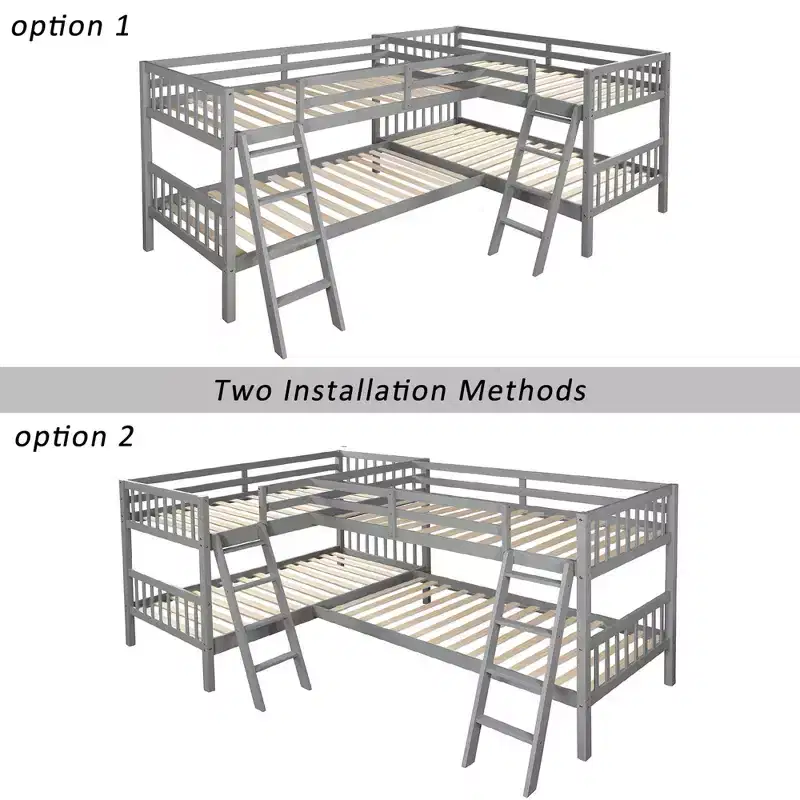 Whisen Twin-Over-Twin L-Shaped Bunk Bed with Ladder
