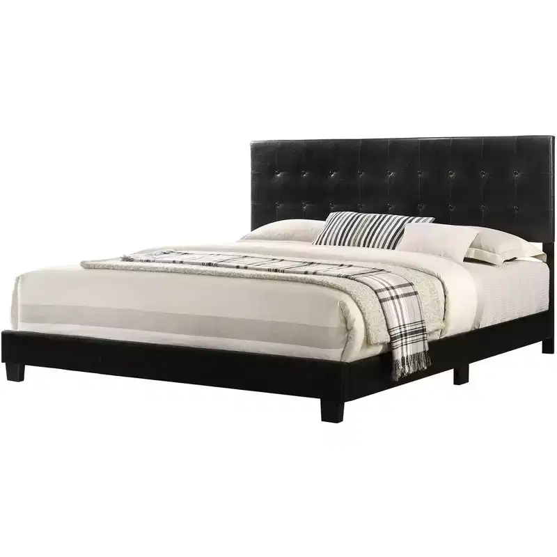 Caldwell Faux Leather Button Tufted King Panel Bed