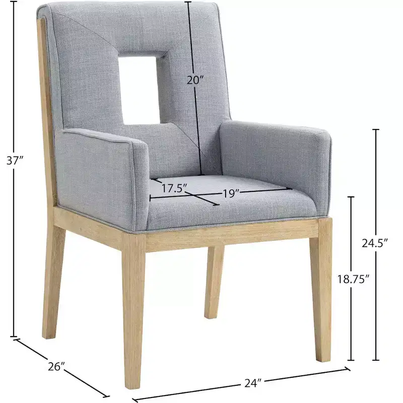 Meridian Furniture,Gwendolyn Linen Textured Fabric Dining Arm Chair