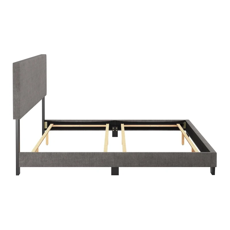 Modern King Bed with Upholstered Headboard (Box Spring Required)