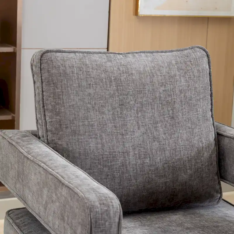 Modern Upholstered Swivel Open-Back Barrel Chair With Pillow