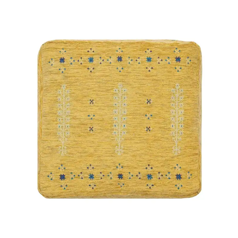 HomeRoots 18 Yellow Abstract Pouf Ottoman