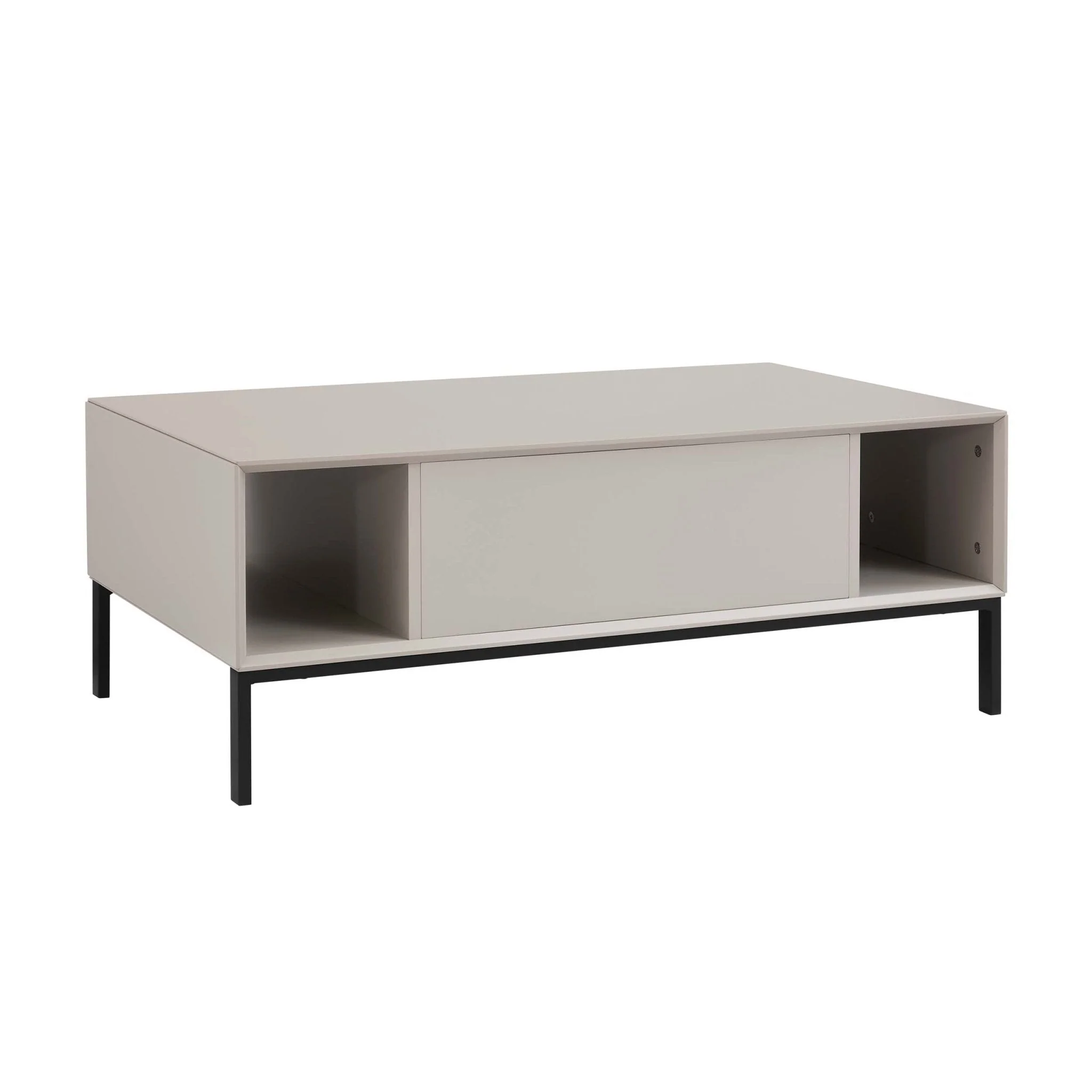 Contemporary Taupe Coffee Table with Open Shelf Storage for Living Room