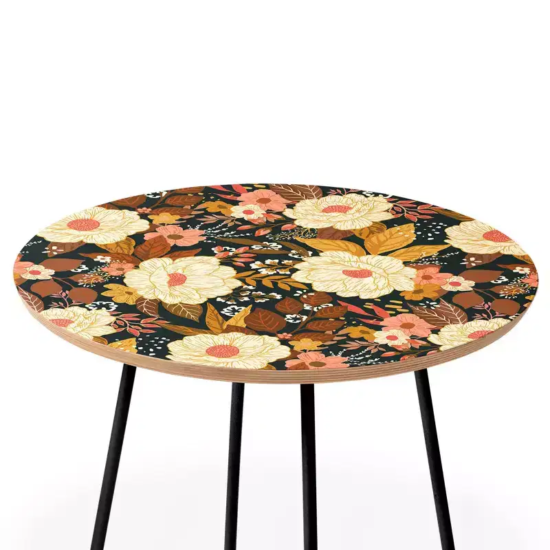 Avenie Boho Floral Autumn Side Round Table - Deny Designs