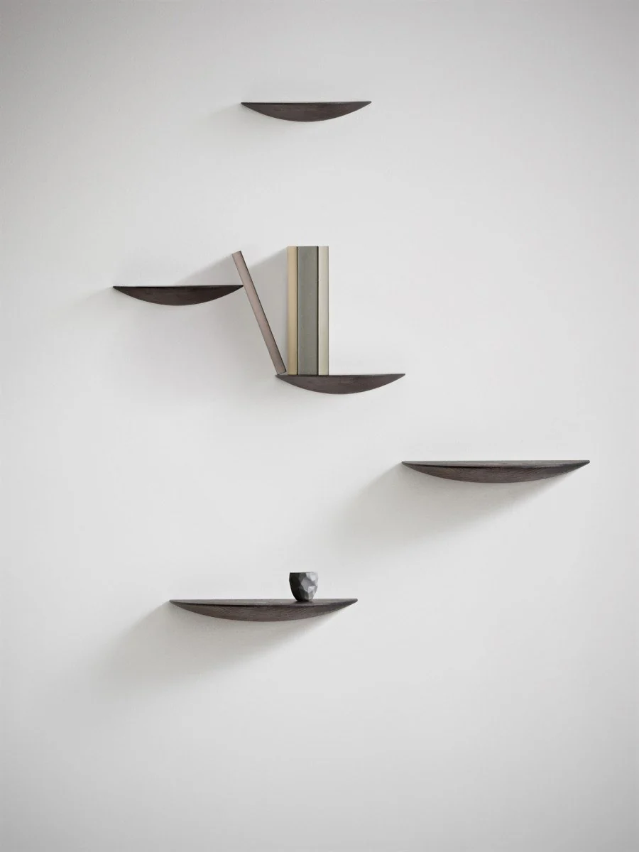 Nature-Inspired Wood Wall Shelves with Organic Fungi Shape for Living Room, Bedroom & Kitchen