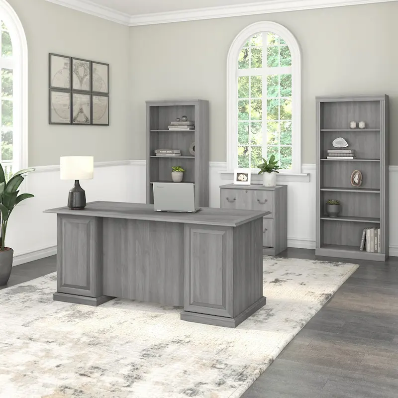 Saratoga Executive Desk, File Cabinet and Bookcases by Bush Furniture
