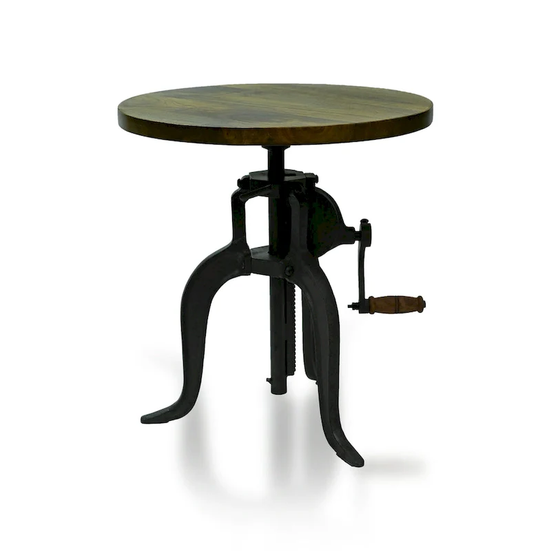Regan Adjustable Accent Table - Chestnut Top - Black Base