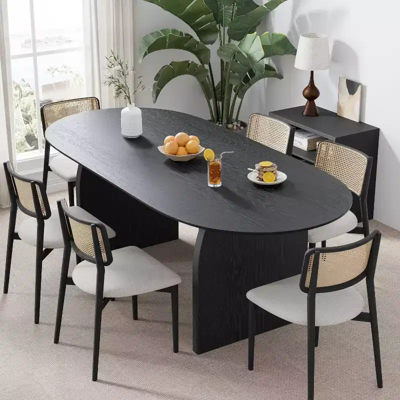 Dovelina 67 Oval Dining Table for 6, Mid-Century Modern Farmhouse Wood Kitchen Table