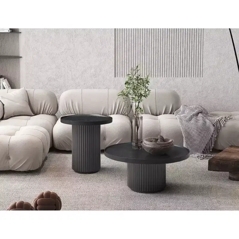 45 in.H Silver Color Round Wood Table Top End Table 1 -piece