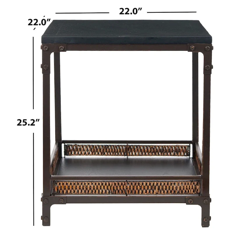 SAFAVIEH Jindra Wicker Accent Wood Top End Table - 22 x 22 x 25.2 - 22Wx22Dx25H