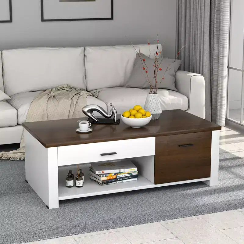 Costway Modern Coffee Table Living Room Coffee Table W/ Storage Drawers & Compartments