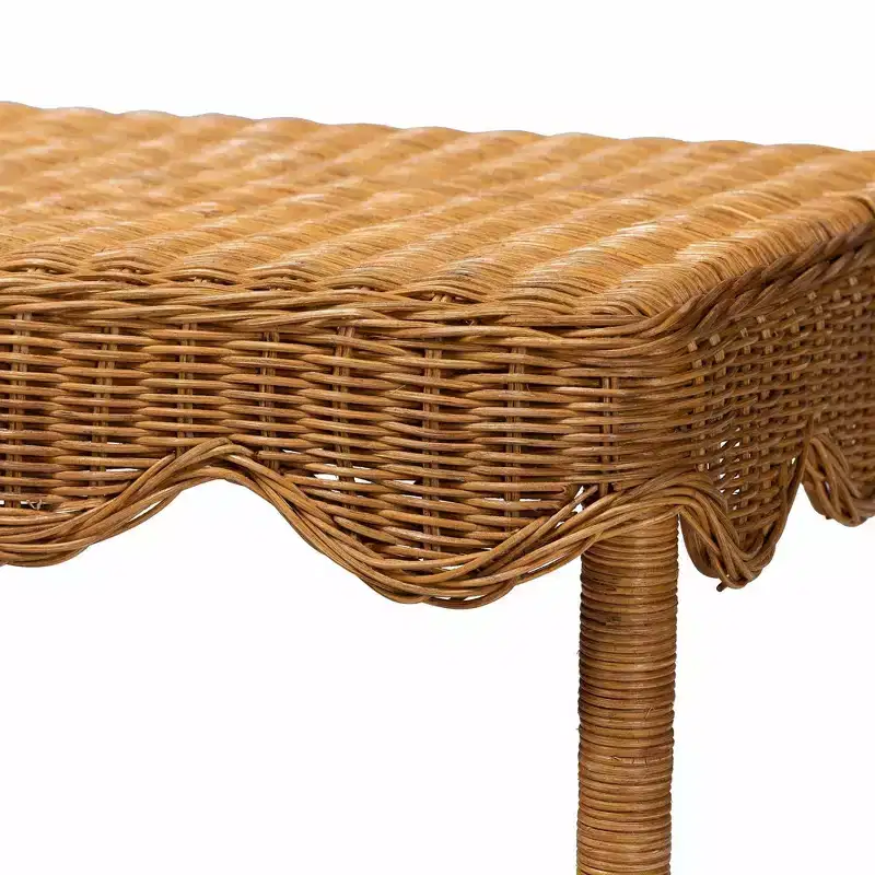 bali & pari Oteria Scalloped Rattan Side Table Light Honey
