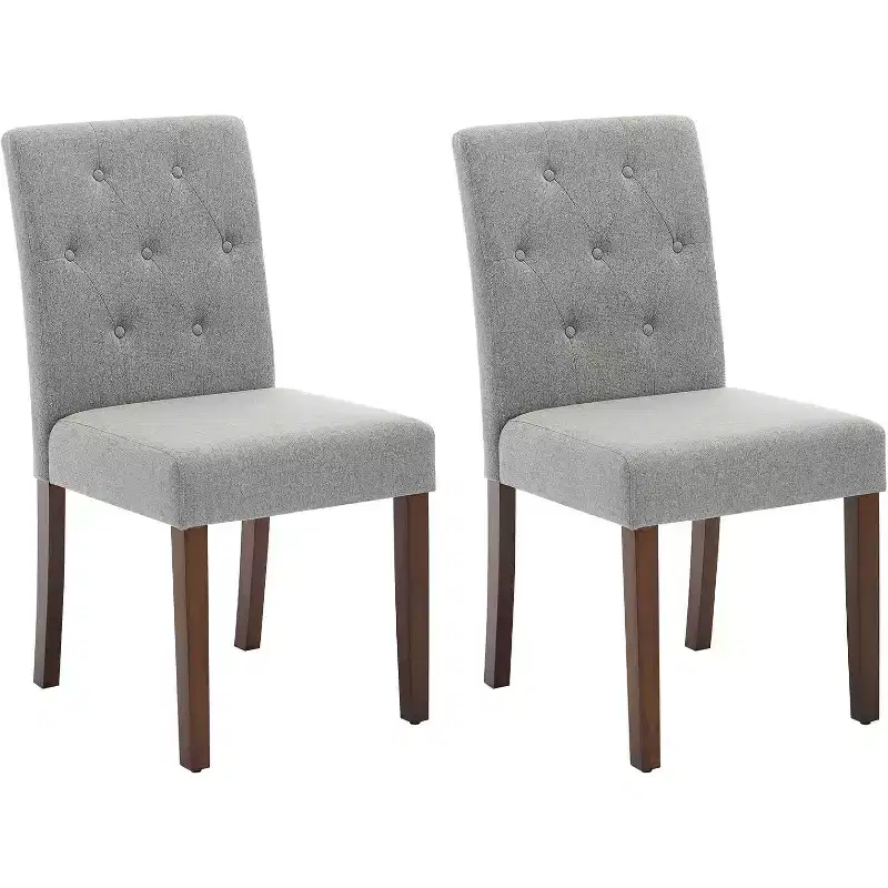 Button Tufted Parsons Dining Chairs Set of 2, Upholstered Fabric Kitchen Chairs with Padded Seats & Wood Legs, Living Room Kitchen Furniture