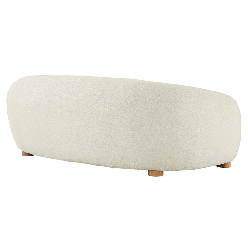 Contemporary Boucle Upholstered Sofa with Dense Foam and Beech Wood Legs