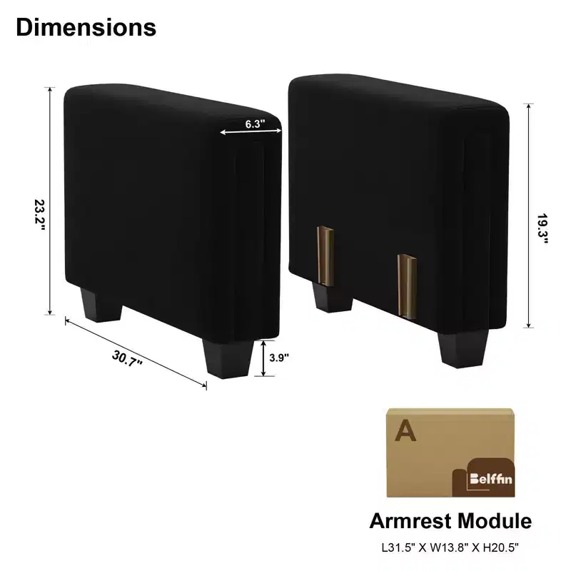 Belffin Modular Velvet Tufted Armrest Pair