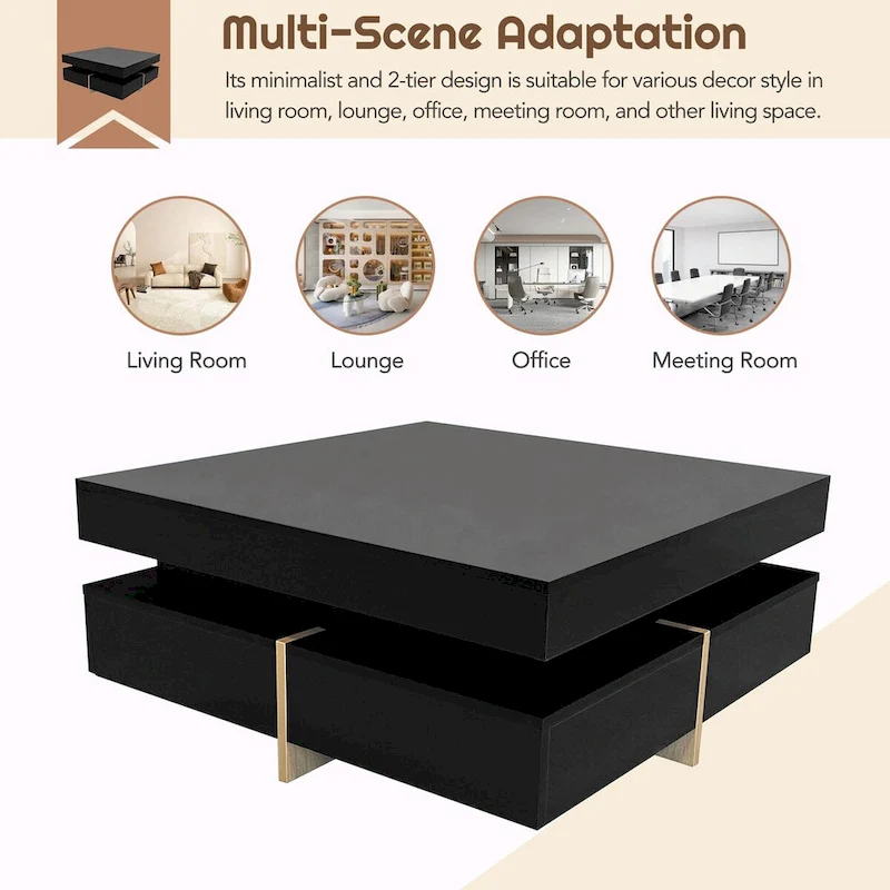 Stylish High Gloss Coffee Table with 4 Drawers