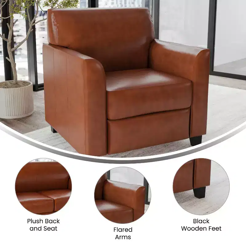 Emma and Oliver Leather Chair with Clean Line Stitched Frame