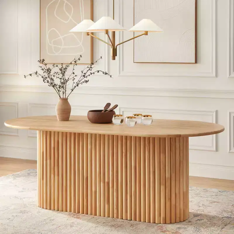 Lifestorey Layton Modern Oval Solid Wood Dining Table Natural