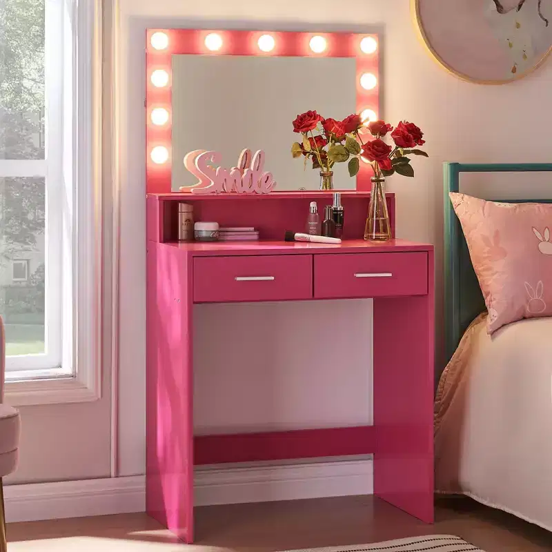 2-Tier Vanity Dresser with Touch Lights, 3 Brightness Levels, Large Drawer & Compact Makeup Table for Small Bedrooms