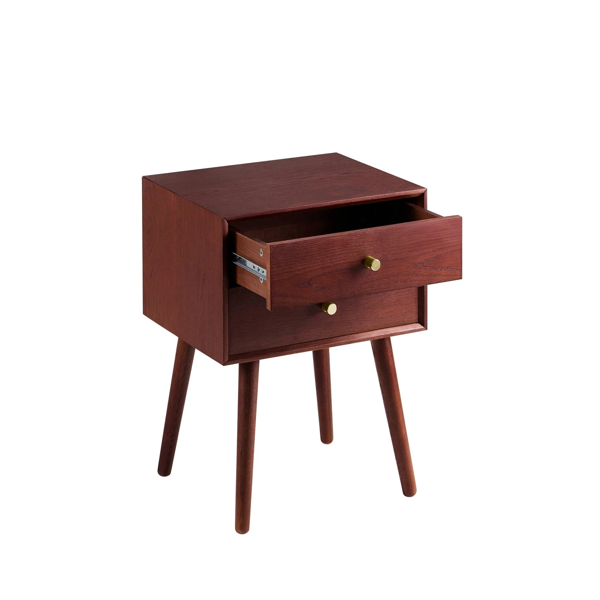Oak 2 Drawer Bedside Table - Cherry Wood