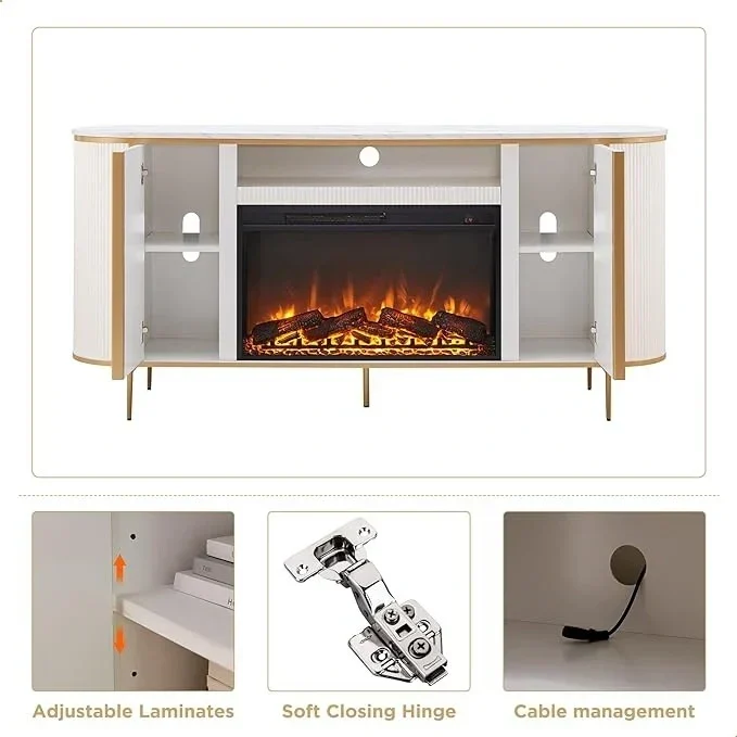 70  Modern Luxury Fireplace TV Stand, Entertainment Center, TV Console