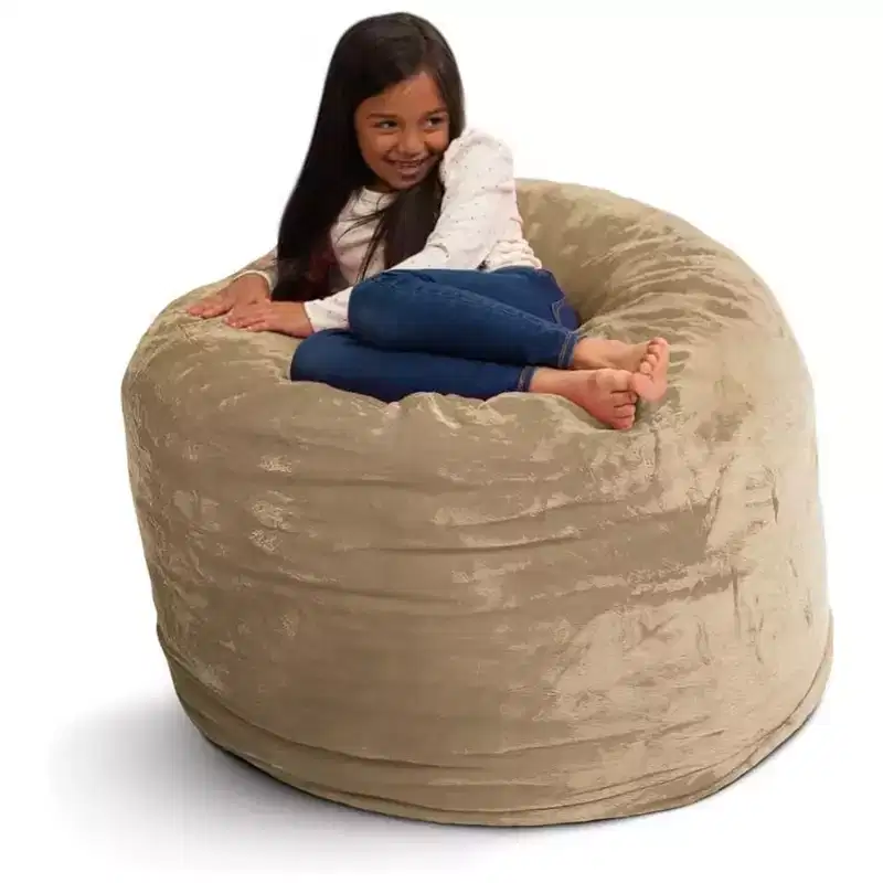 Ultimate Sack 3 ft Bean Bag Chair, Oversized Indoor Comfy Lounger, Camel Fur