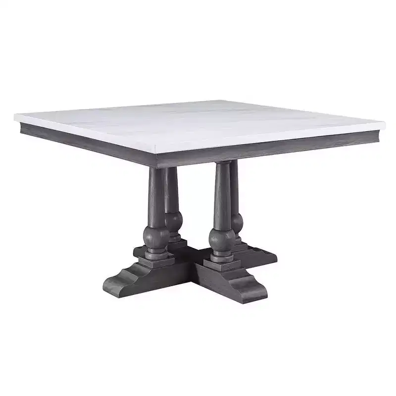 Yabeina Dining Table Marble/Gray Oak Finish - Acme Furniture