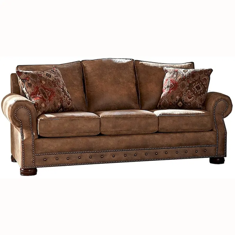 Rancho 2-pc. Rustic Brown Buckskin Sofa and Loveseat Set