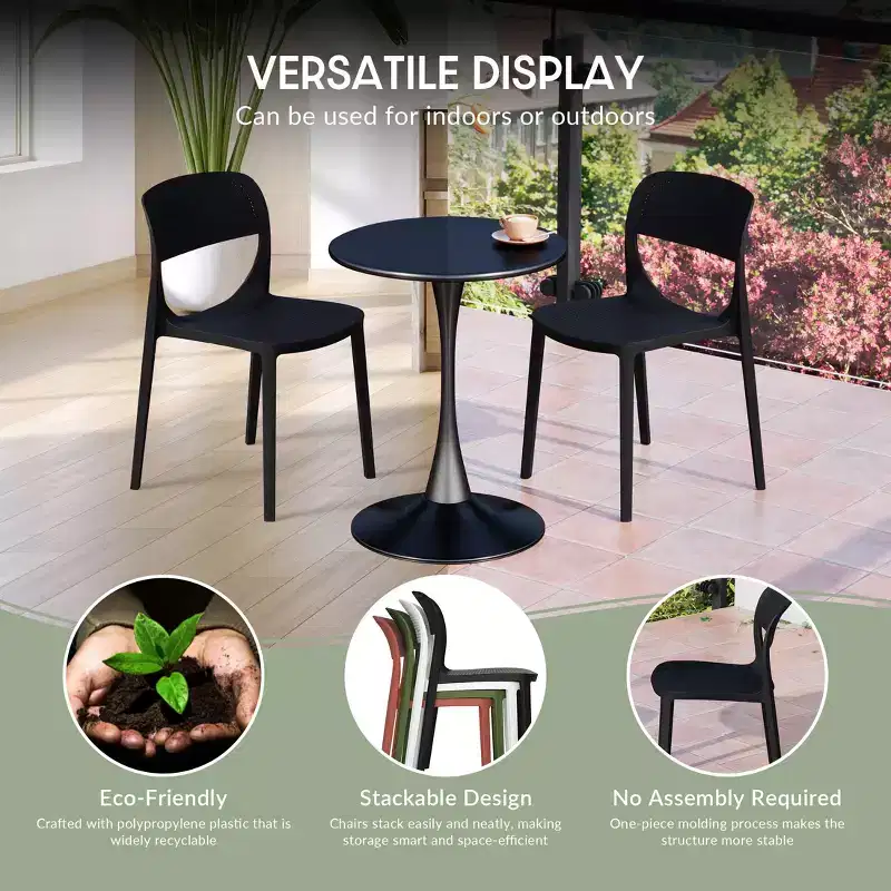 WestinTrends Playa Modern Stackable Plastic Resin Patio Dining Side Chair (Set of 2)
