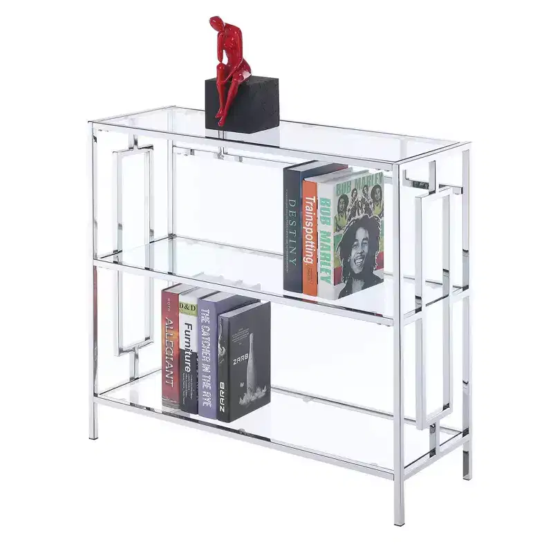 30" Town Square Chrome 3 Tier Bookcase Chrome - Breighton Home